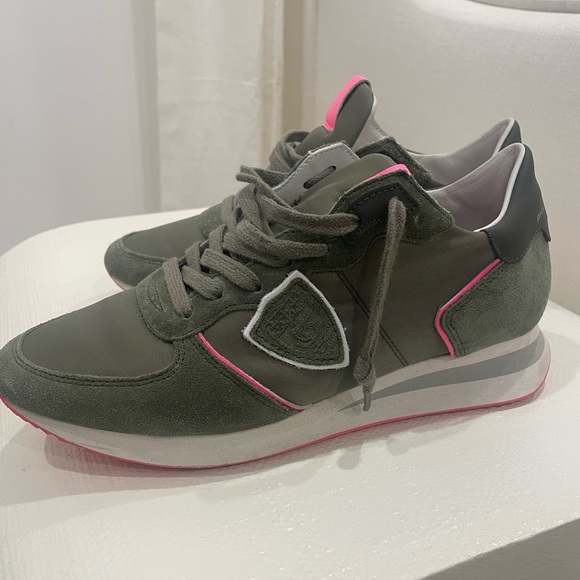 Philippe Model Trpx Low-Top Sneakers in Nylon And Leather, Military Sz 38 - Picture 4 of 7